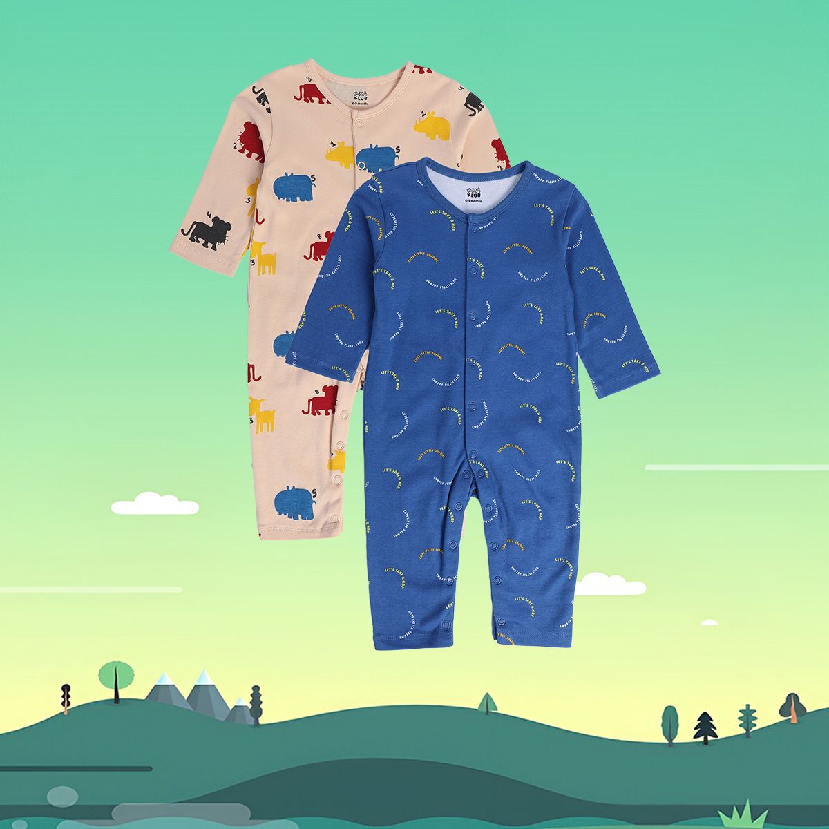 Boys Multicolor Pack Of 2 Romper