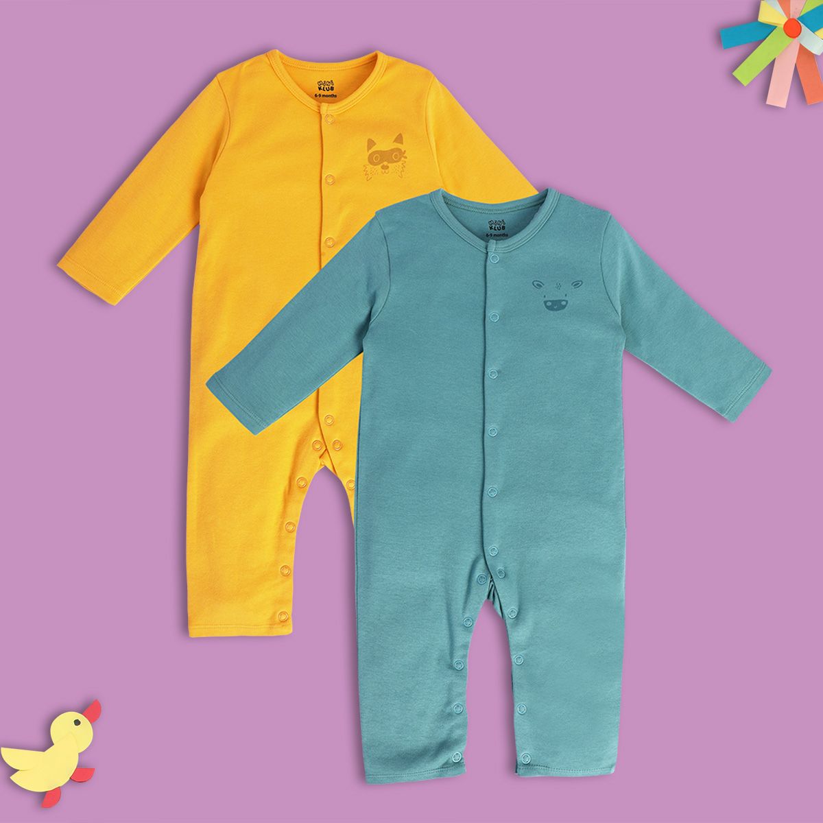 Boys Multicolor Pack Of 2 Romper