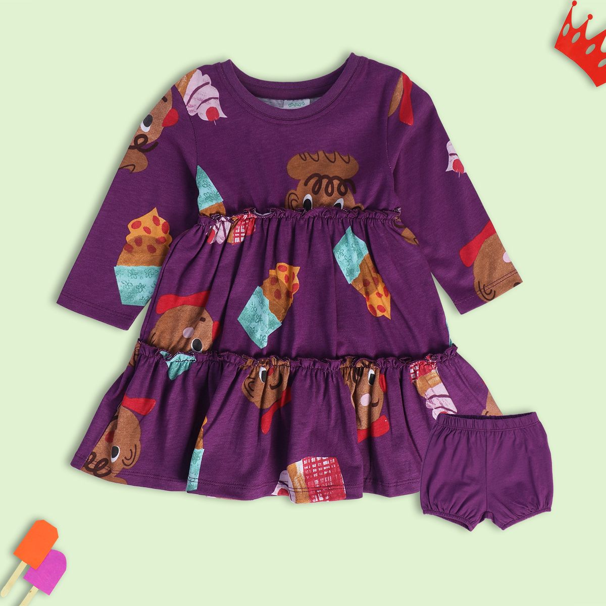 Girls Purple Pack Of 2 Dress