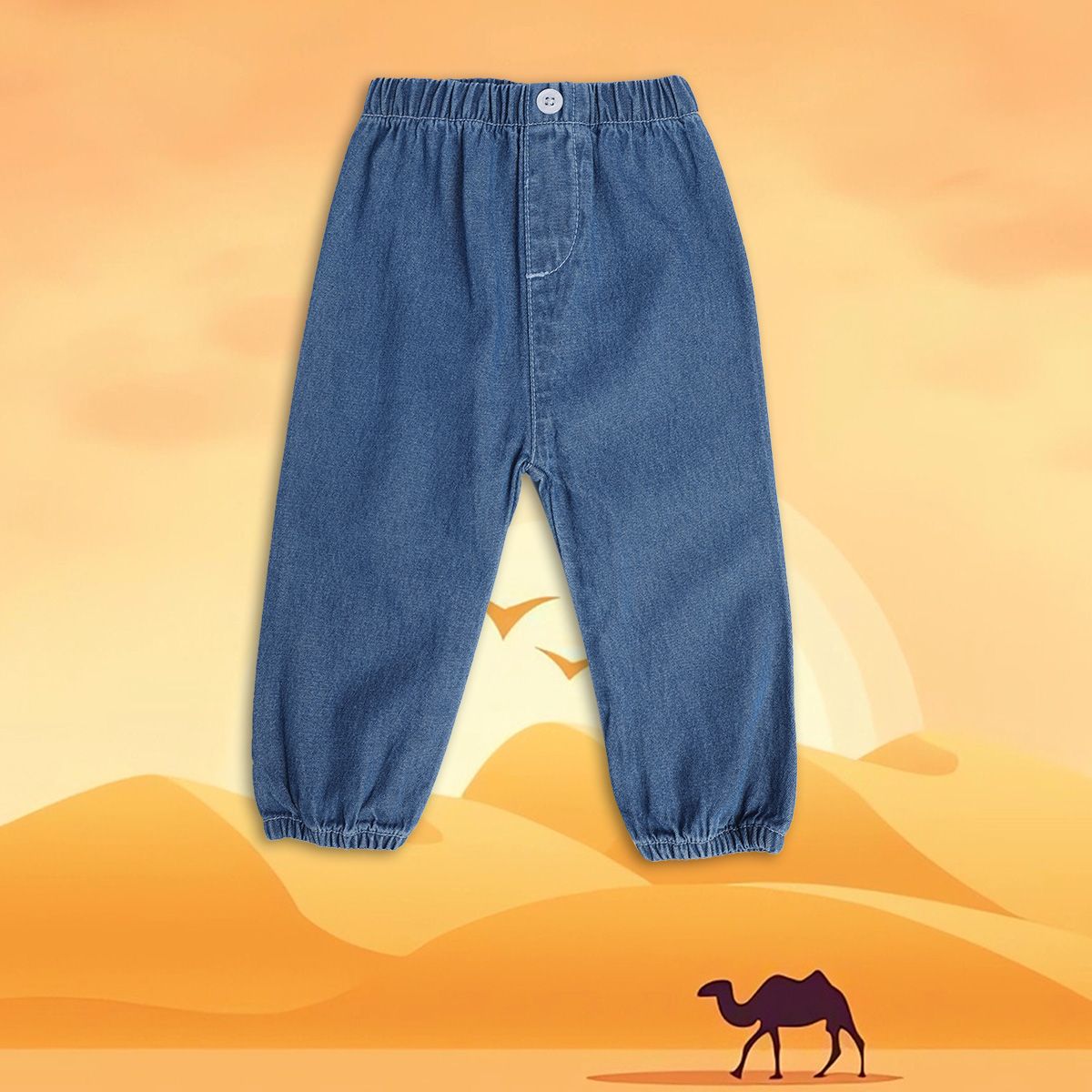 Girls Mid Blue Pack Of 1 Woven Pant