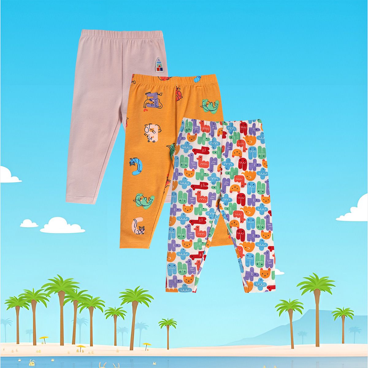 Girls Multicolor Pack Of 3 Legging