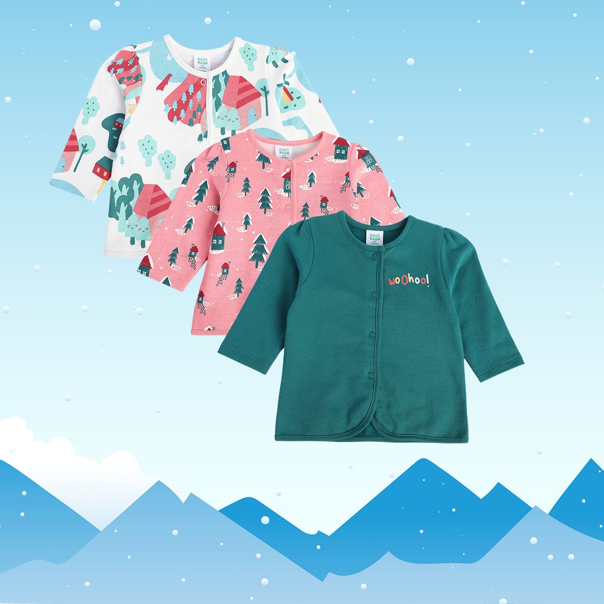 Girls Multicolor Pack Of 3 Front Open Vest