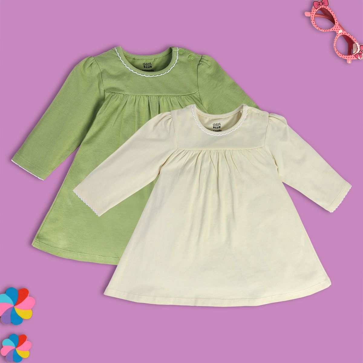 Girls Multicolor Pack Of 2 Dress