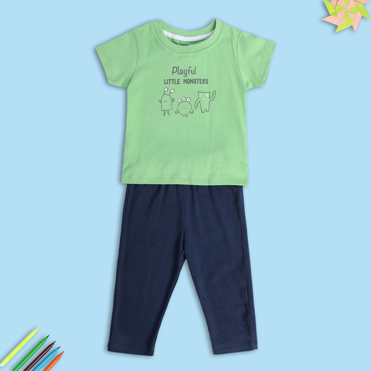 Boys Multicolor Pack Of 2 Top And Bottom