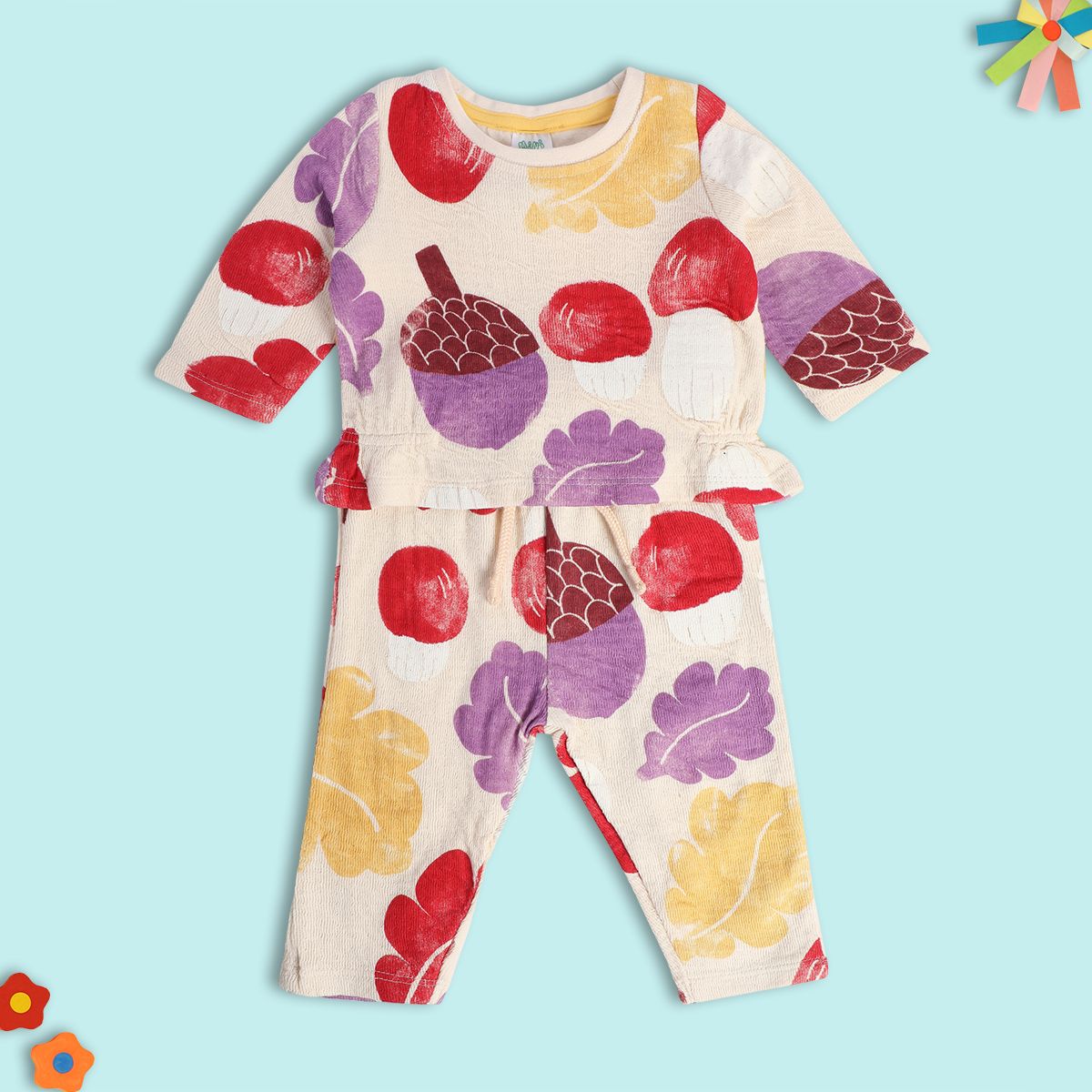 Girls Beige Pack Of 2 Top And Bottom