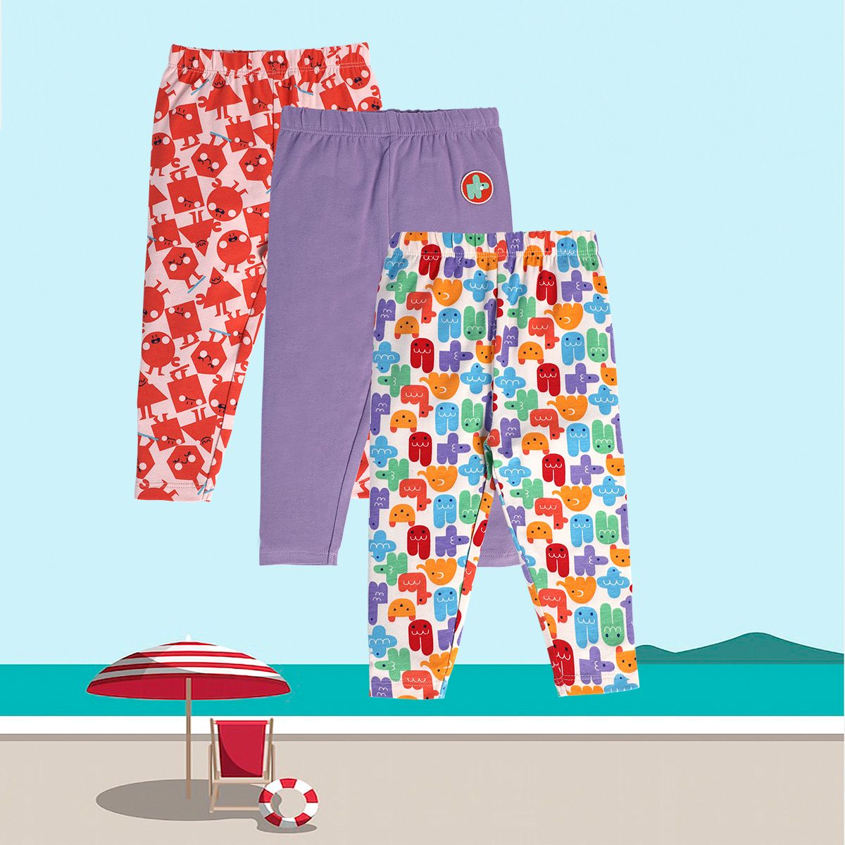 Girls Multicolor Pack Of 3 Legging