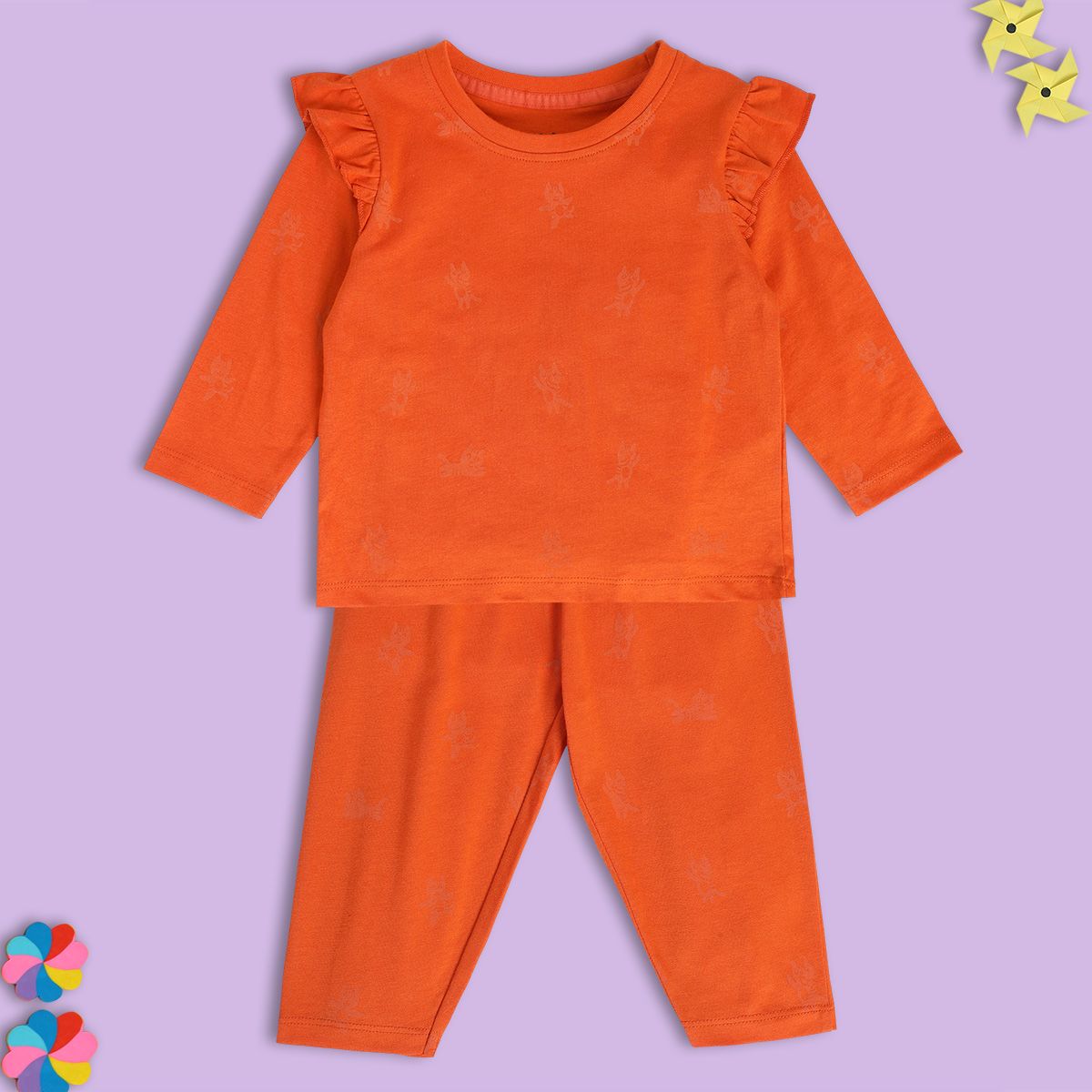 Girls Orange Pack Of 2 Top And Bottom