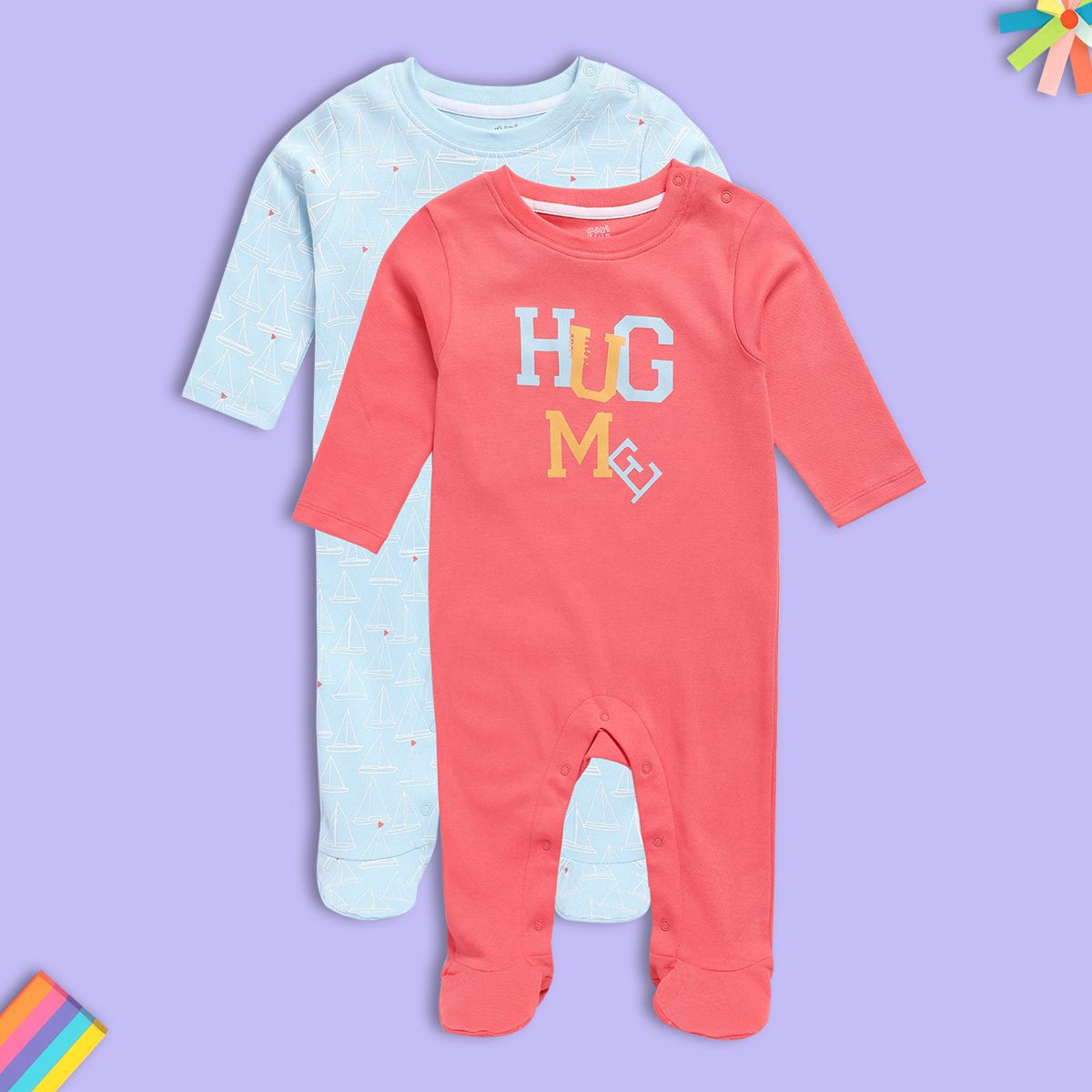 Boys Multicolor Pack Of 2 Sleep Suit