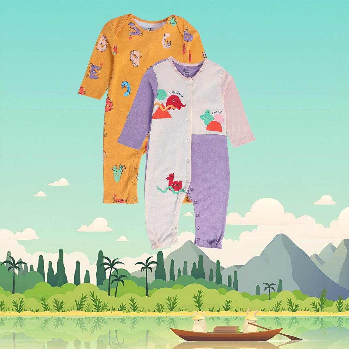 Girls Multicolor Pack Of 2 Romper
