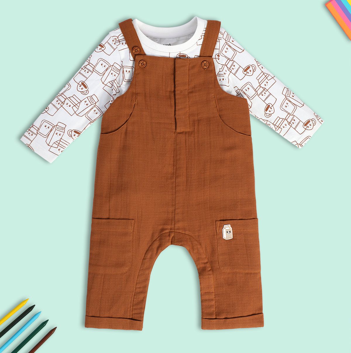 Boys Multicolor Pack Of 2 Dungaree Set
