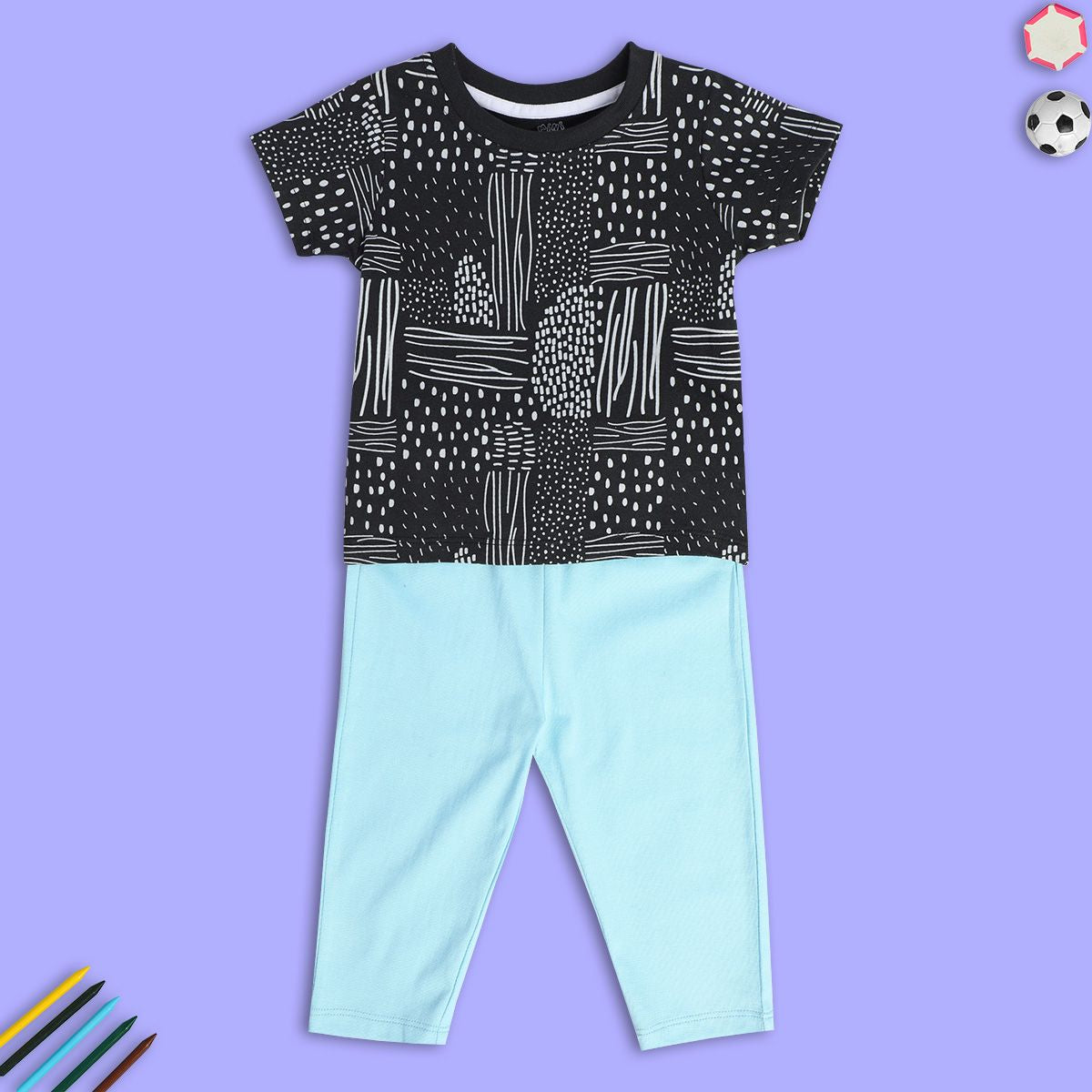 Boys Blue And Grey Pack Of 2 Top And Bottom
