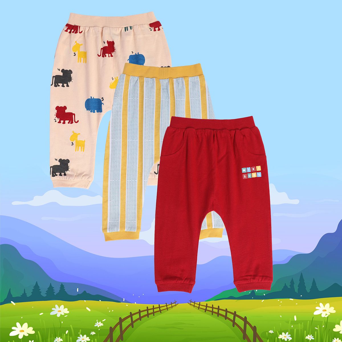 Boys Multicolor Pack Of 3 Knit Bottom