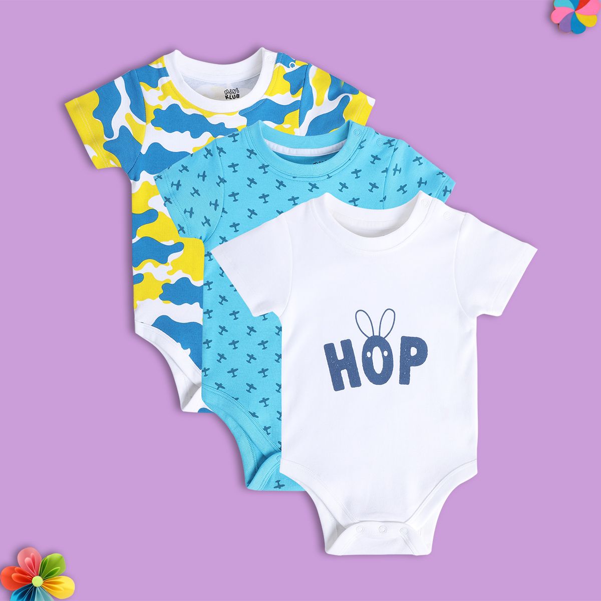 Boys Multicolor Pack Of 3 Body Suit