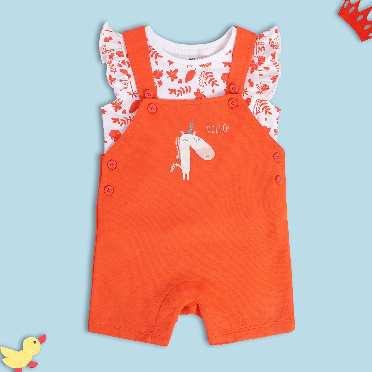 Girls Multicolor Pack Of 2 Dungaree Set