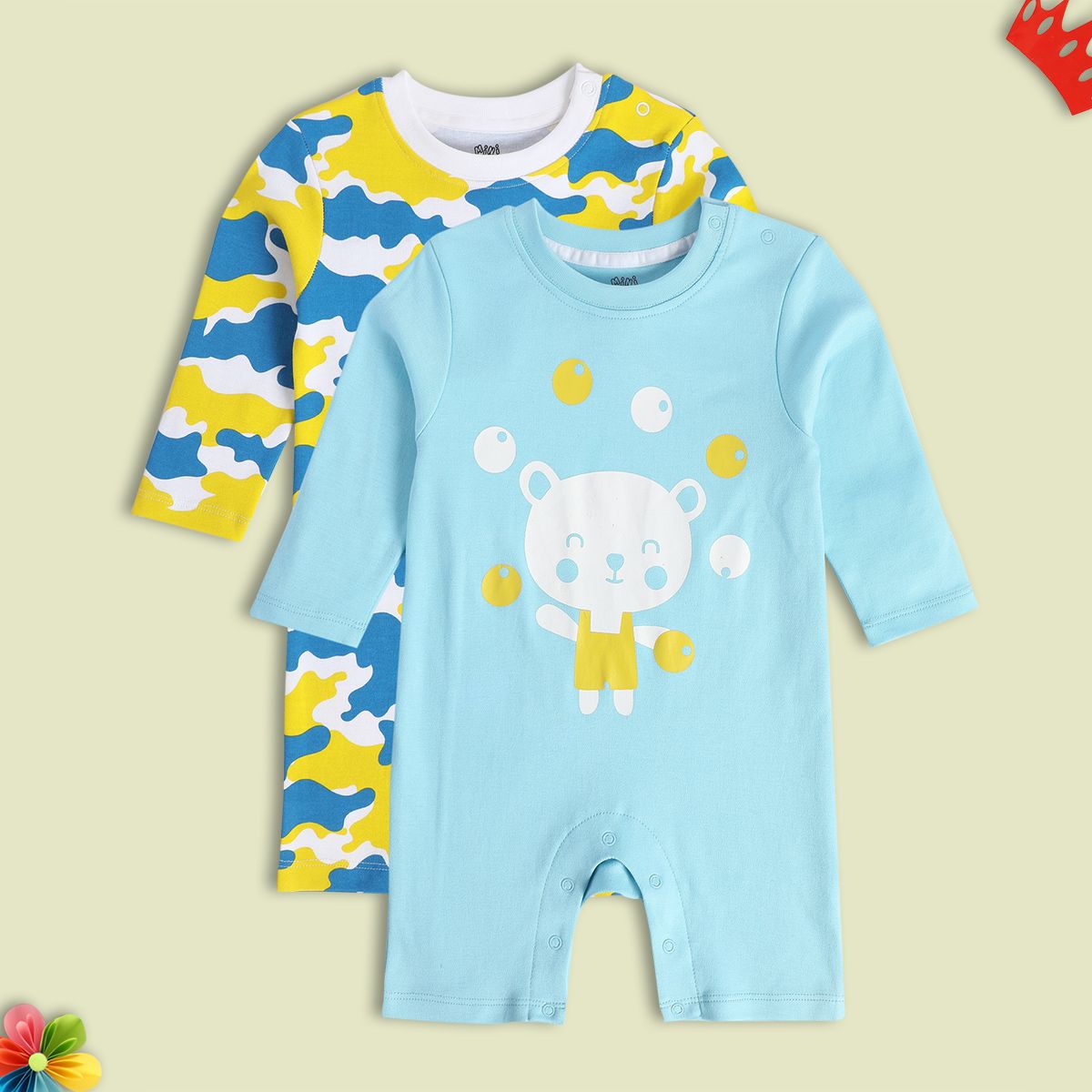 Boys Multicolor Pack Of 2 Romper