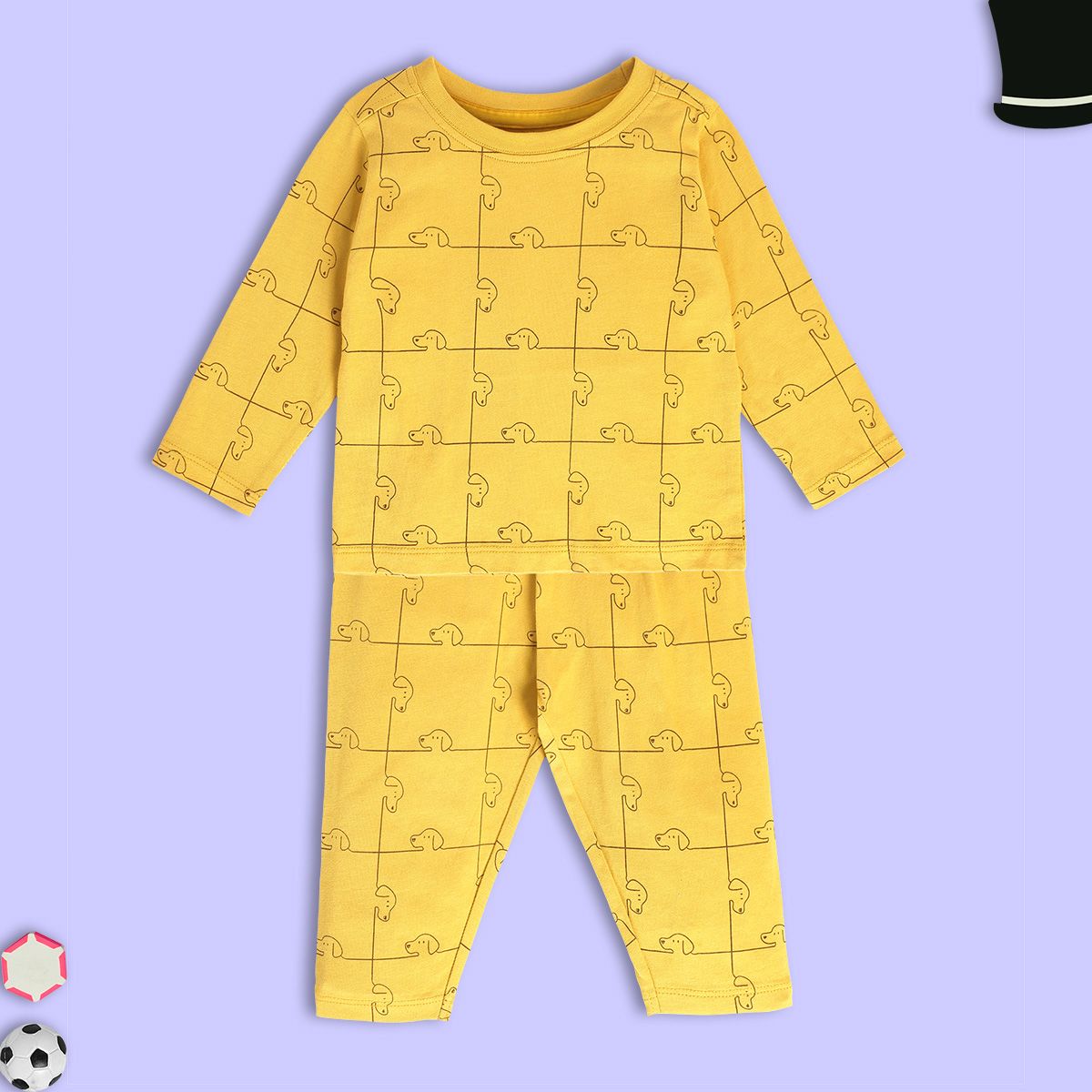 Boys Yellow Pack Of 2 T-Shirt And Bottom
