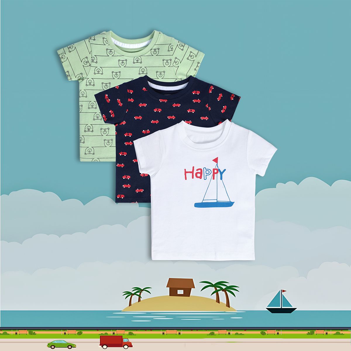 Boys Multicolor Pack Of 3 T-Shirt