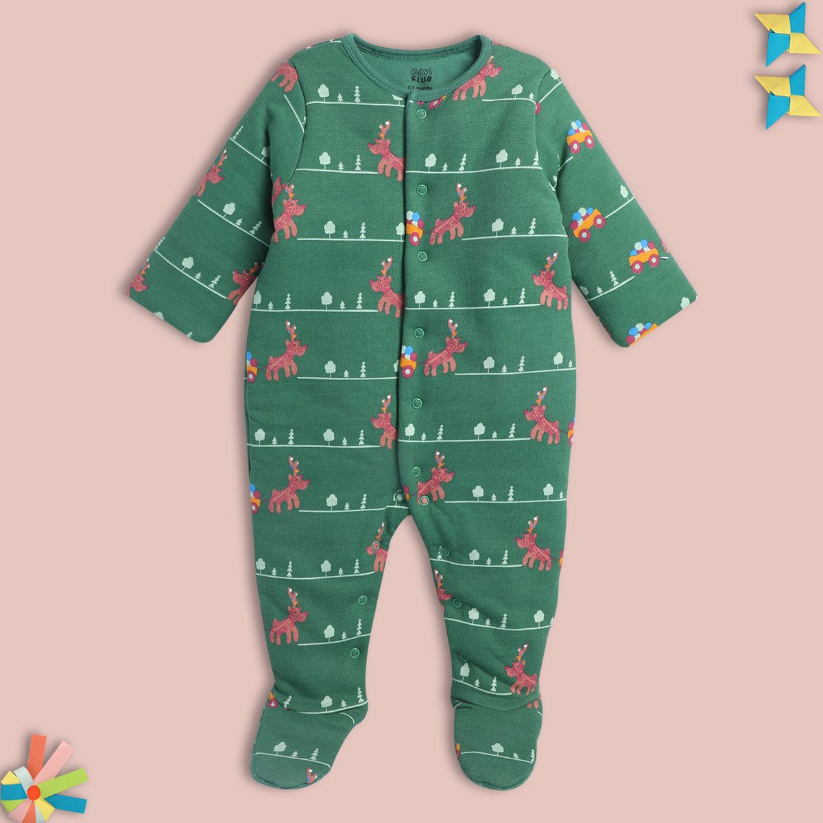 Boys Green Pack Of 1 Sleep Suit