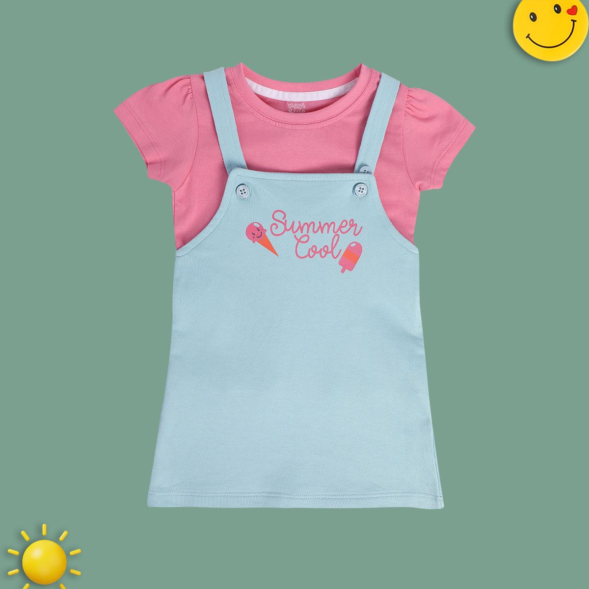 Girls Multicolor Pack Of 2 Pinny Set