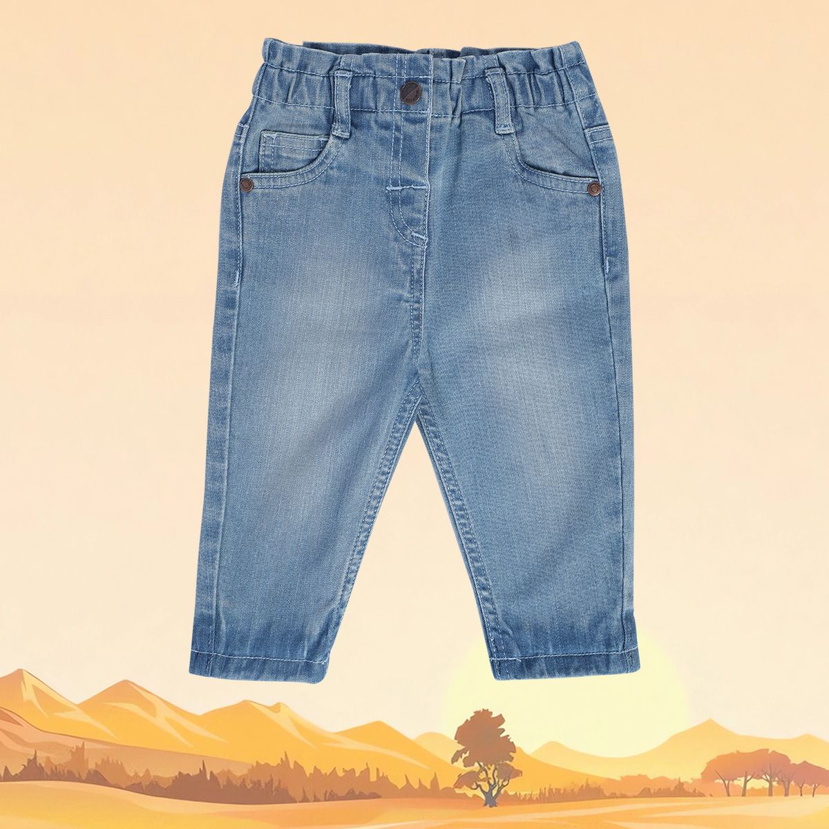 Girls Mid Blue Pack Of 1 Denim Pant