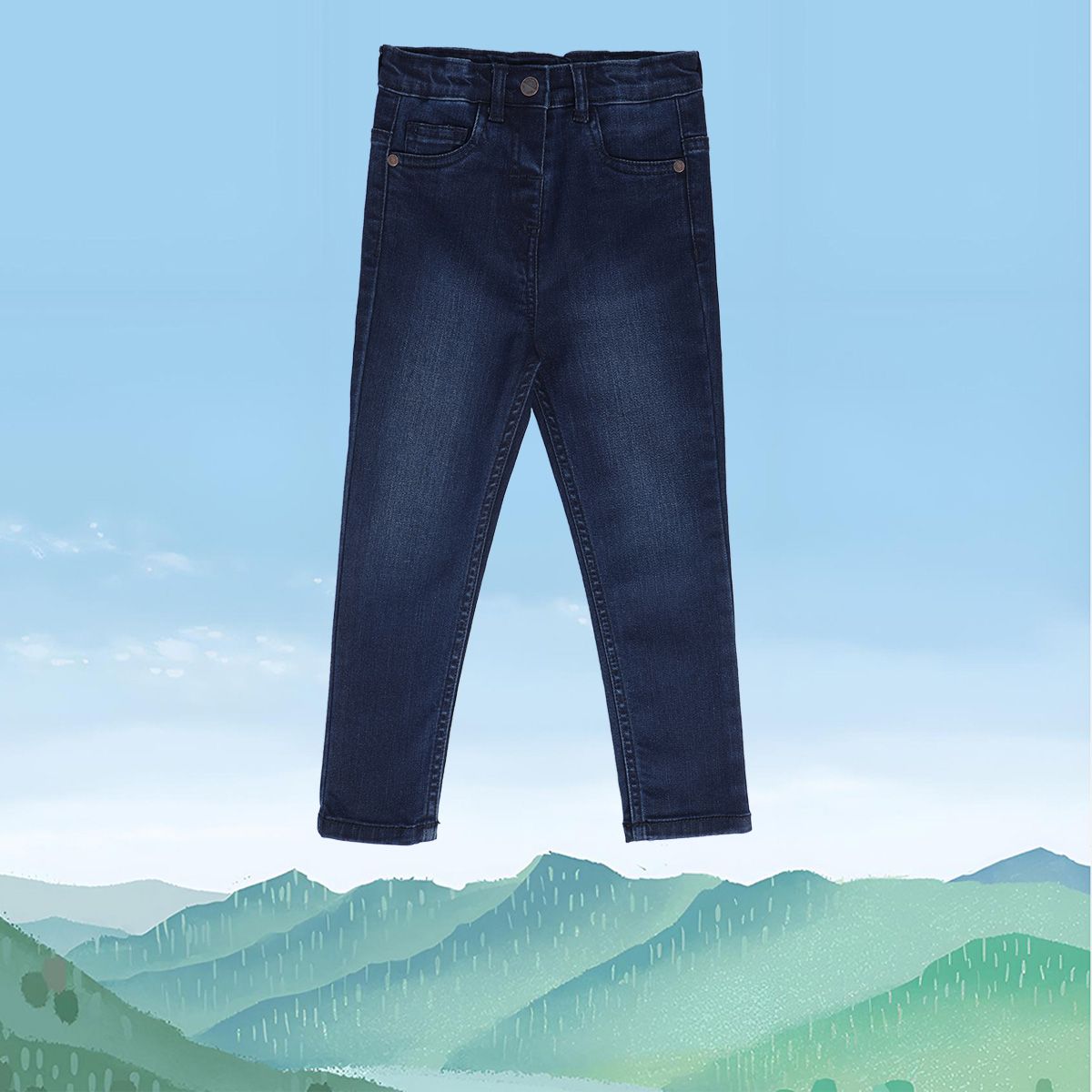Girls Dark Blue Pack Of 1 Denim Pant