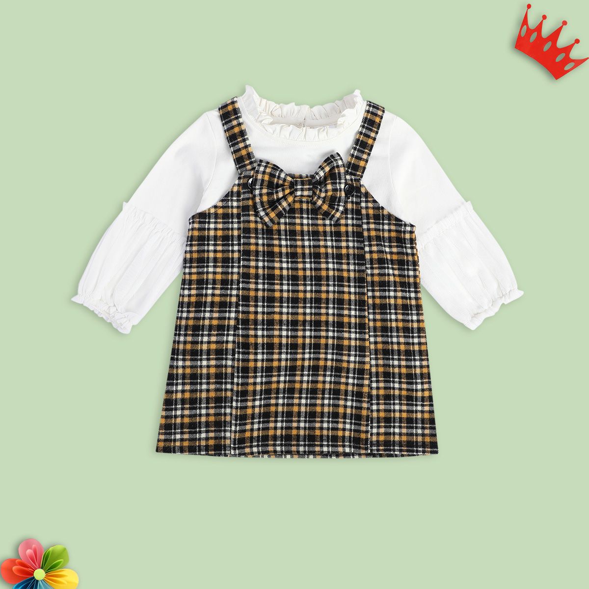 Girls Multicolor Pack Of 2 Pinny Set