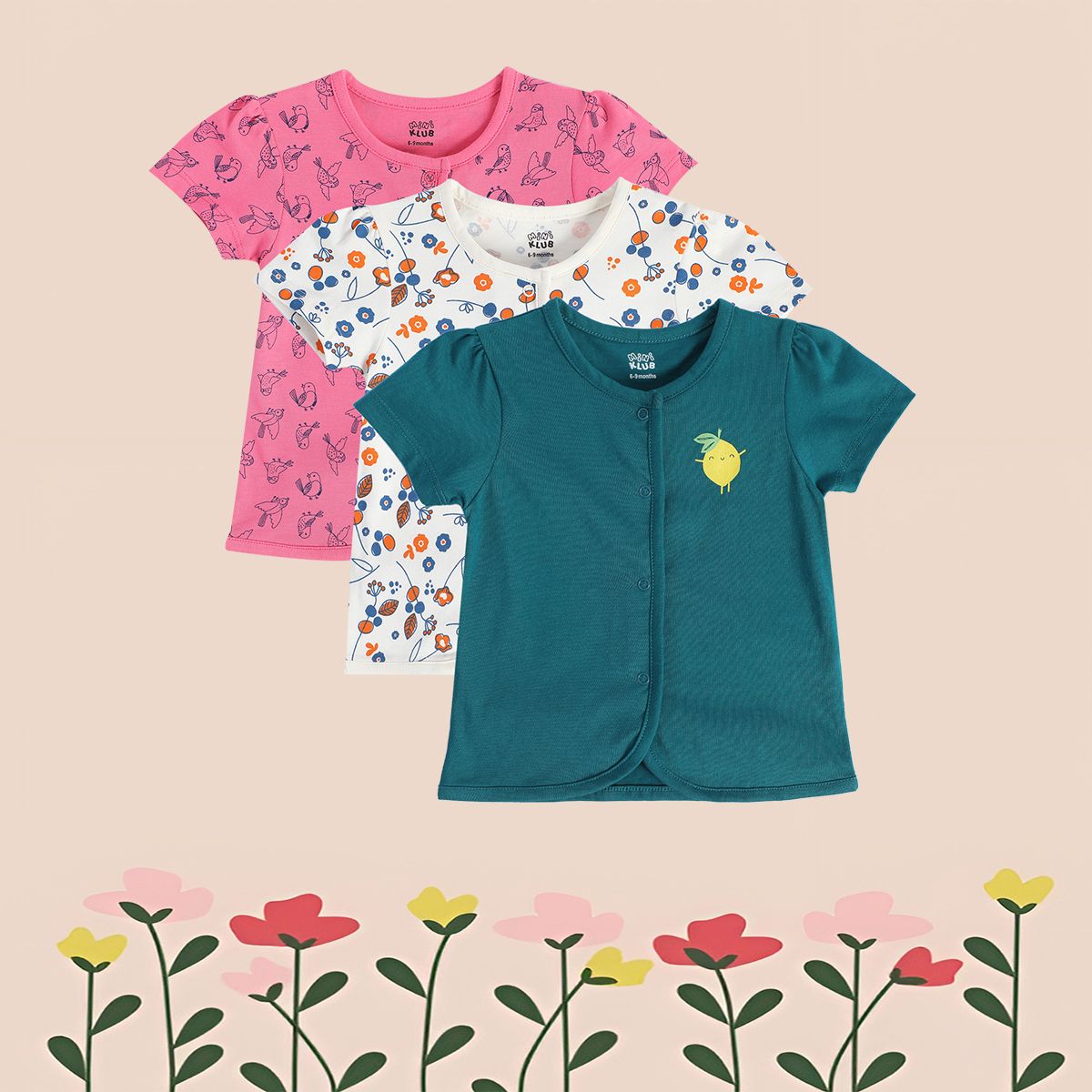 Girls Multicolor Pack Of 3 Front Open Vest