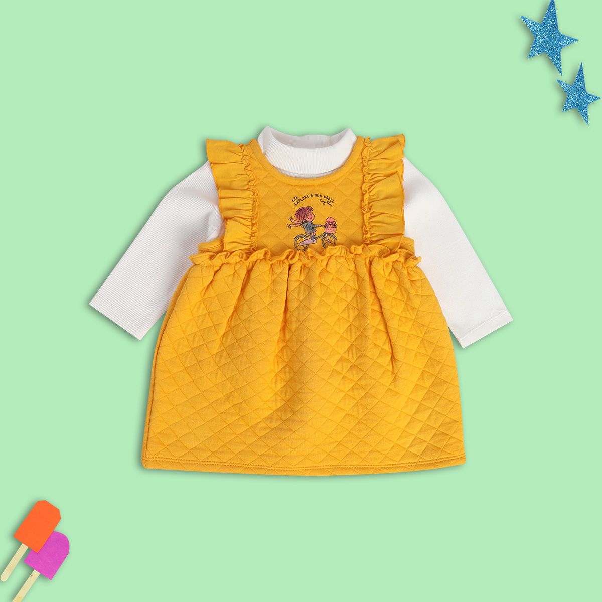 Girls Multicolor Pack Of 2 Pinny Set