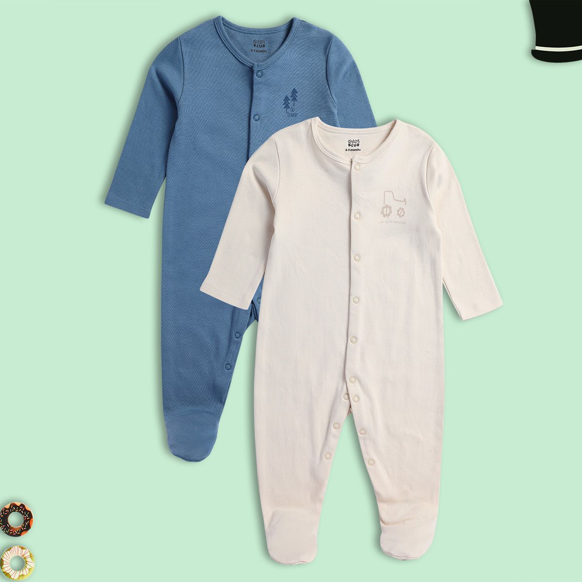 Boys Multicolor Pack Of 2 Sleep Suit