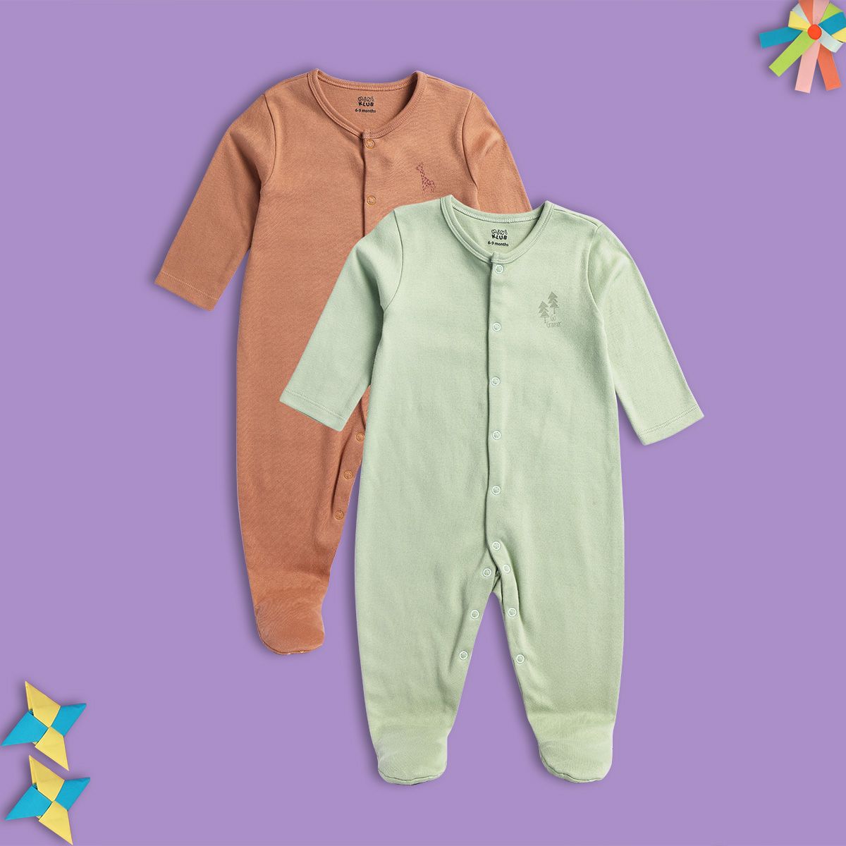Boys Multicolor Pack Of 2 Sleep Suit