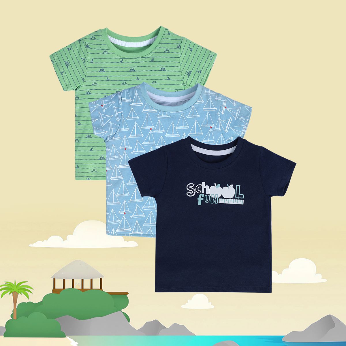 Boys Multicolor Pack Of 3 T-Shirt