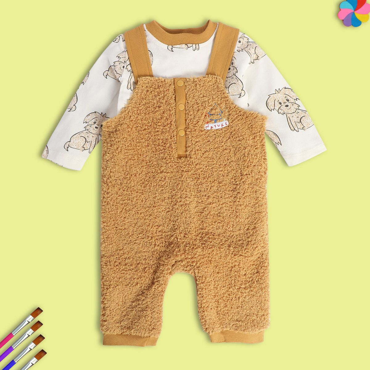 Boys Multicolor Pack Of 2 Dungaree Set
