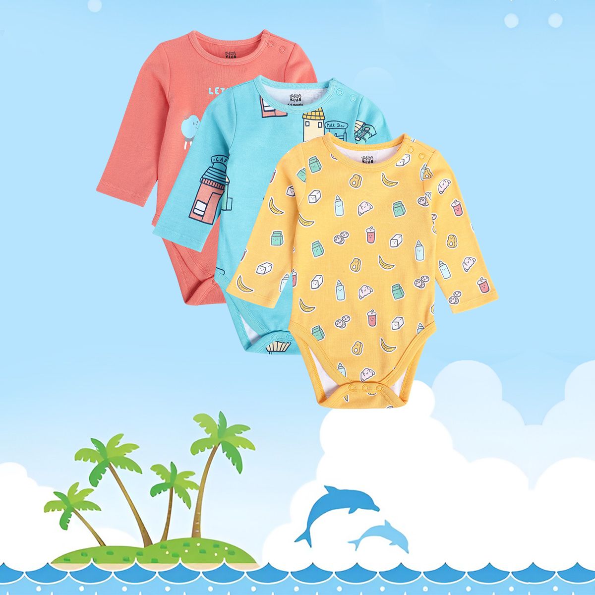 Boys Multicolor Pack Of 3 Body Suit