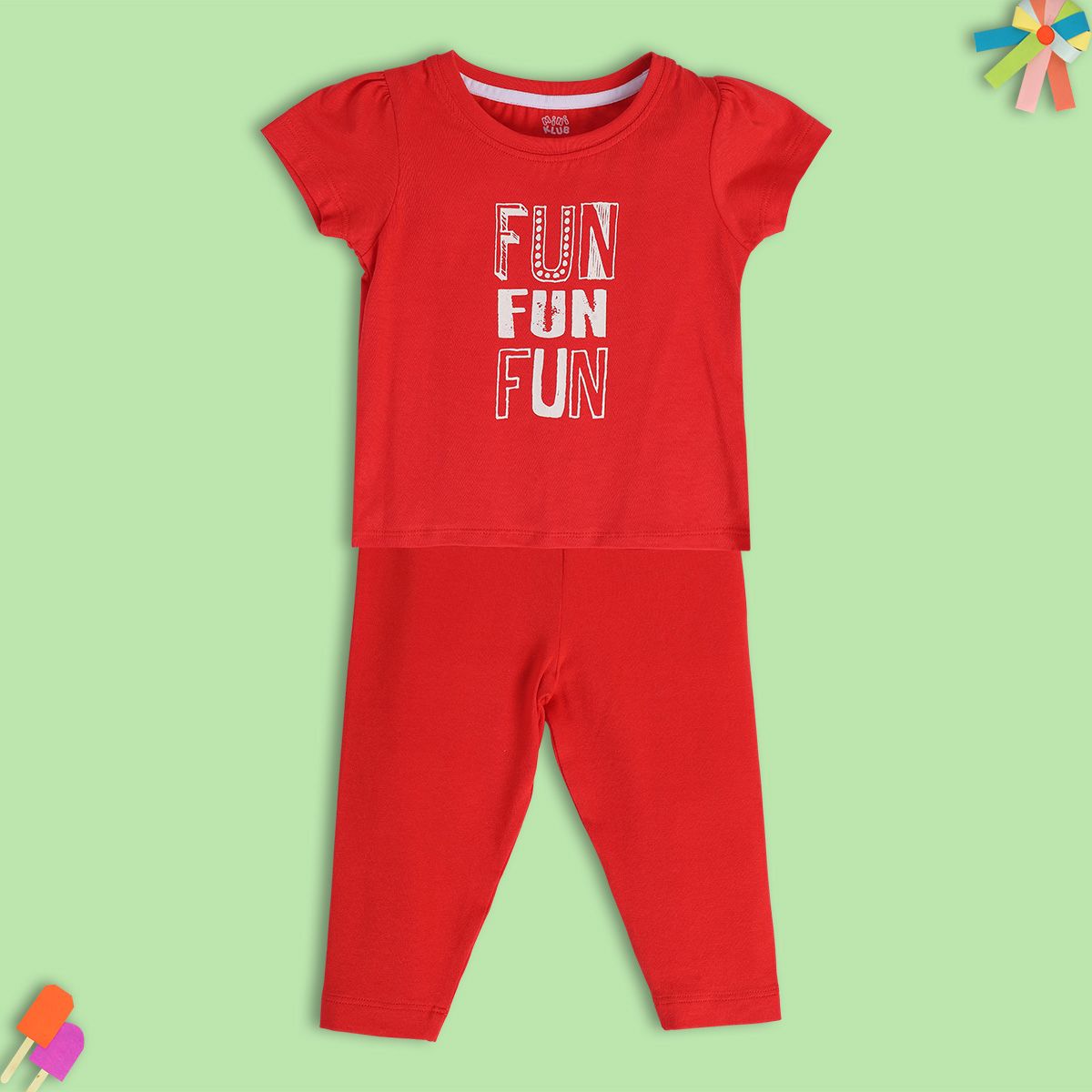 Girls Red Pack Of 2 Top And Bottom