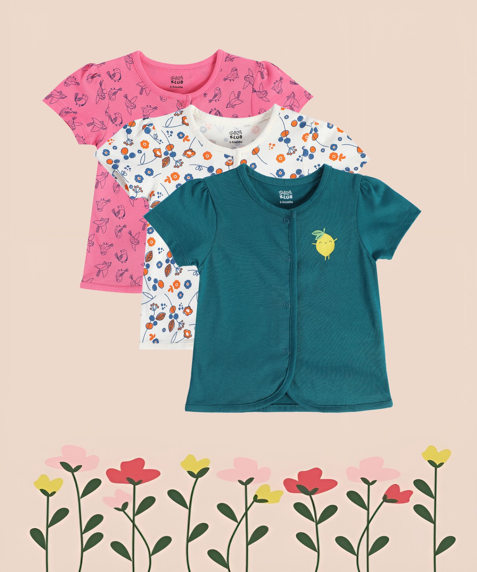 Girls Multicolor Pack Of 3 Front Open Vest