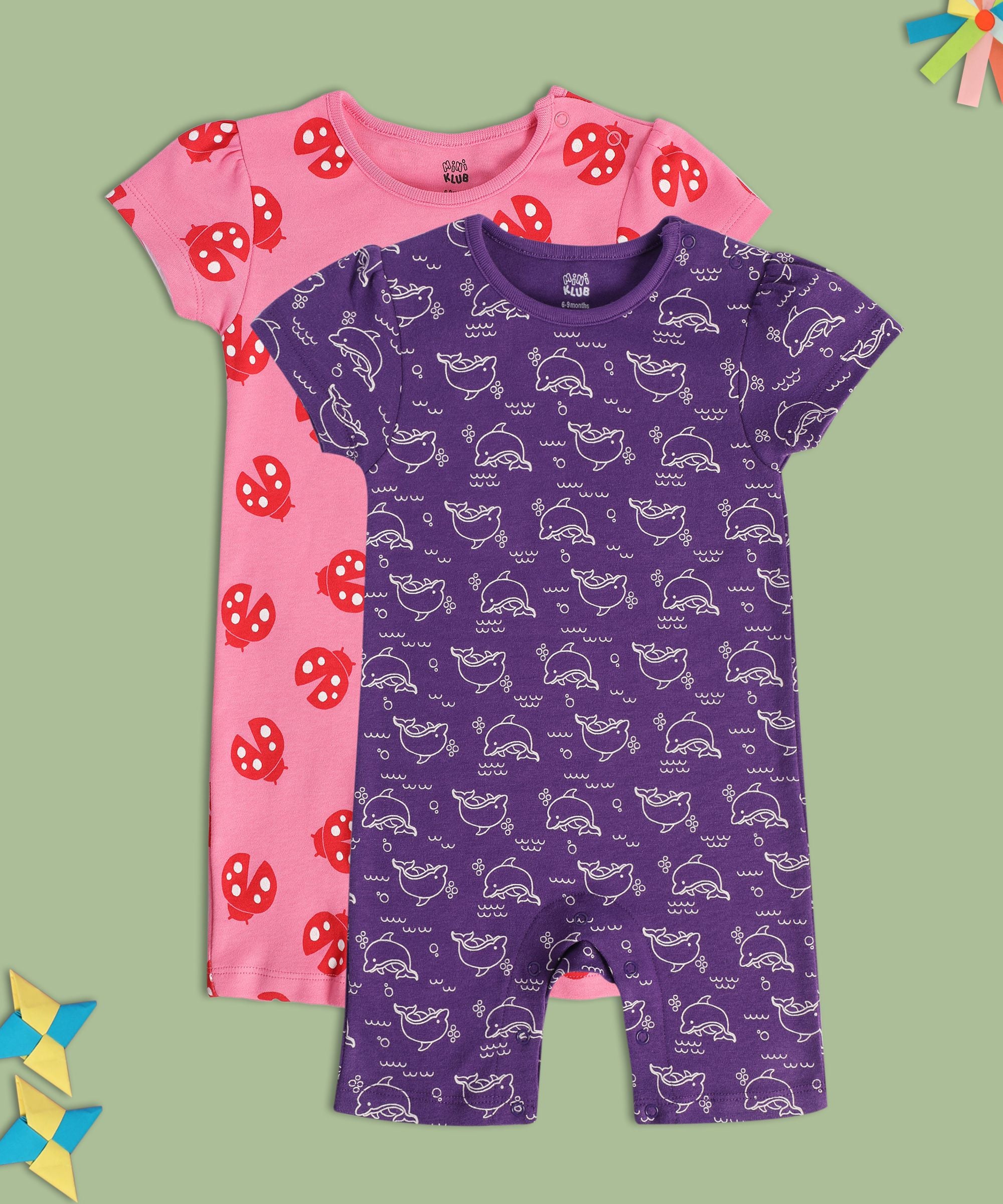 Girls Multicolor Pack Of 2 Romper
