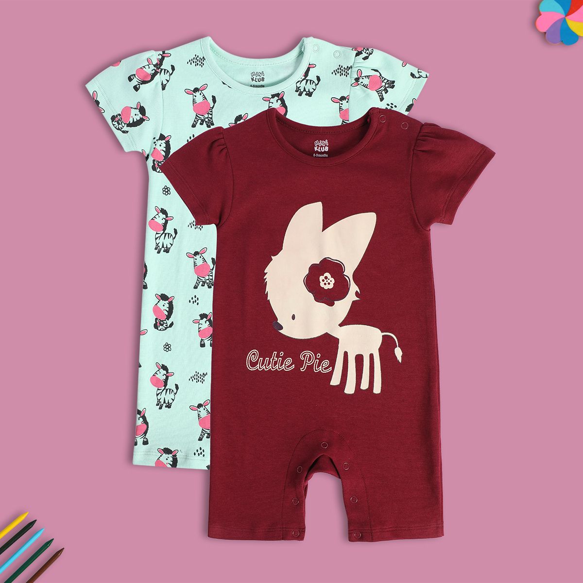 Girls Multicolor Pack Of 2 Romper