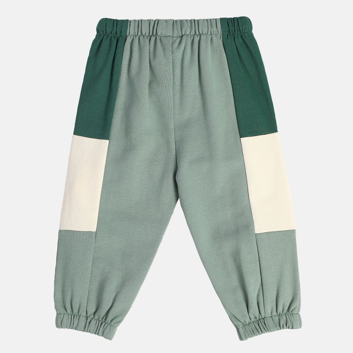 Boys Cotton Colorblocked Joggers - Grey & Green