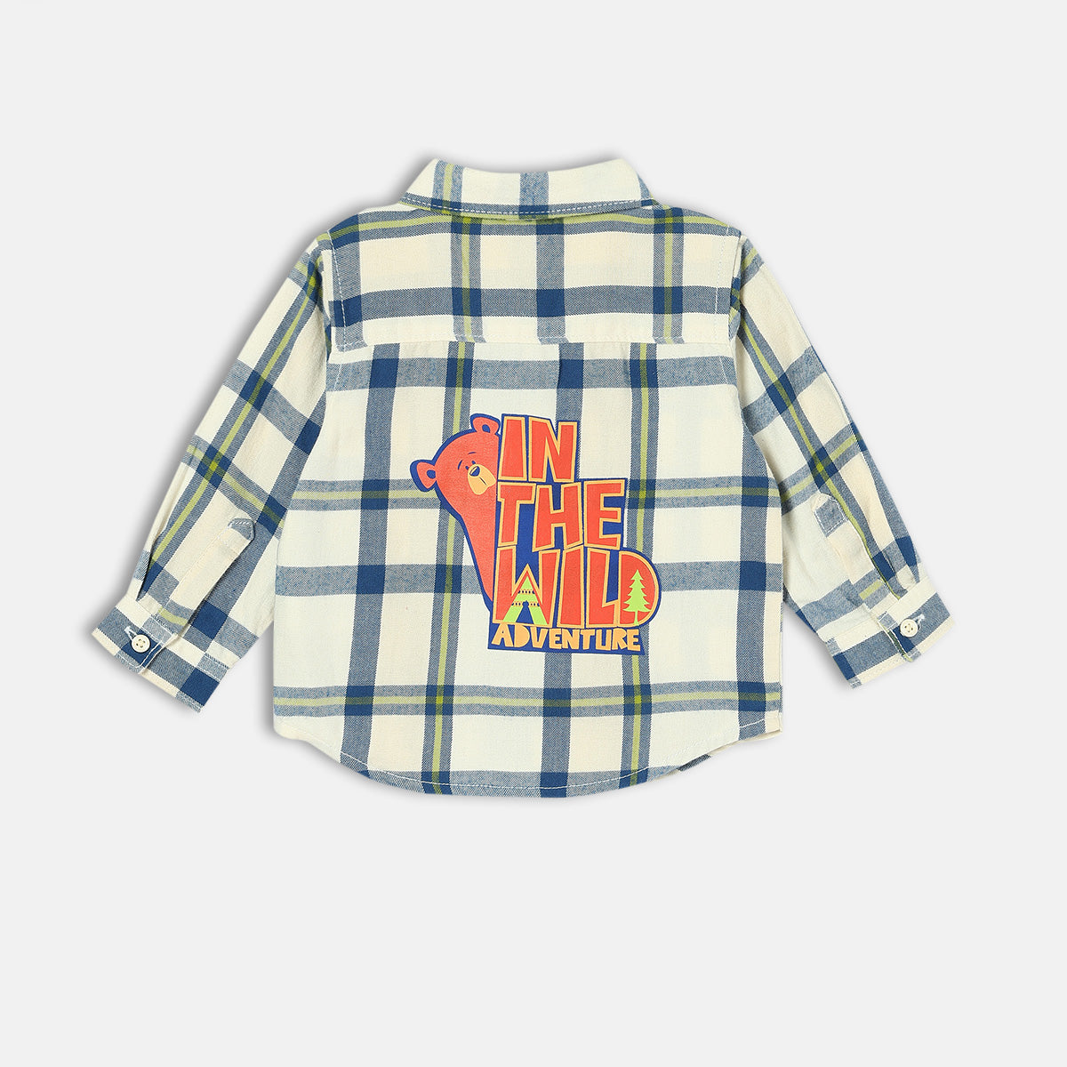 Boys Cotton Full Sleeves Checked Shirt - White