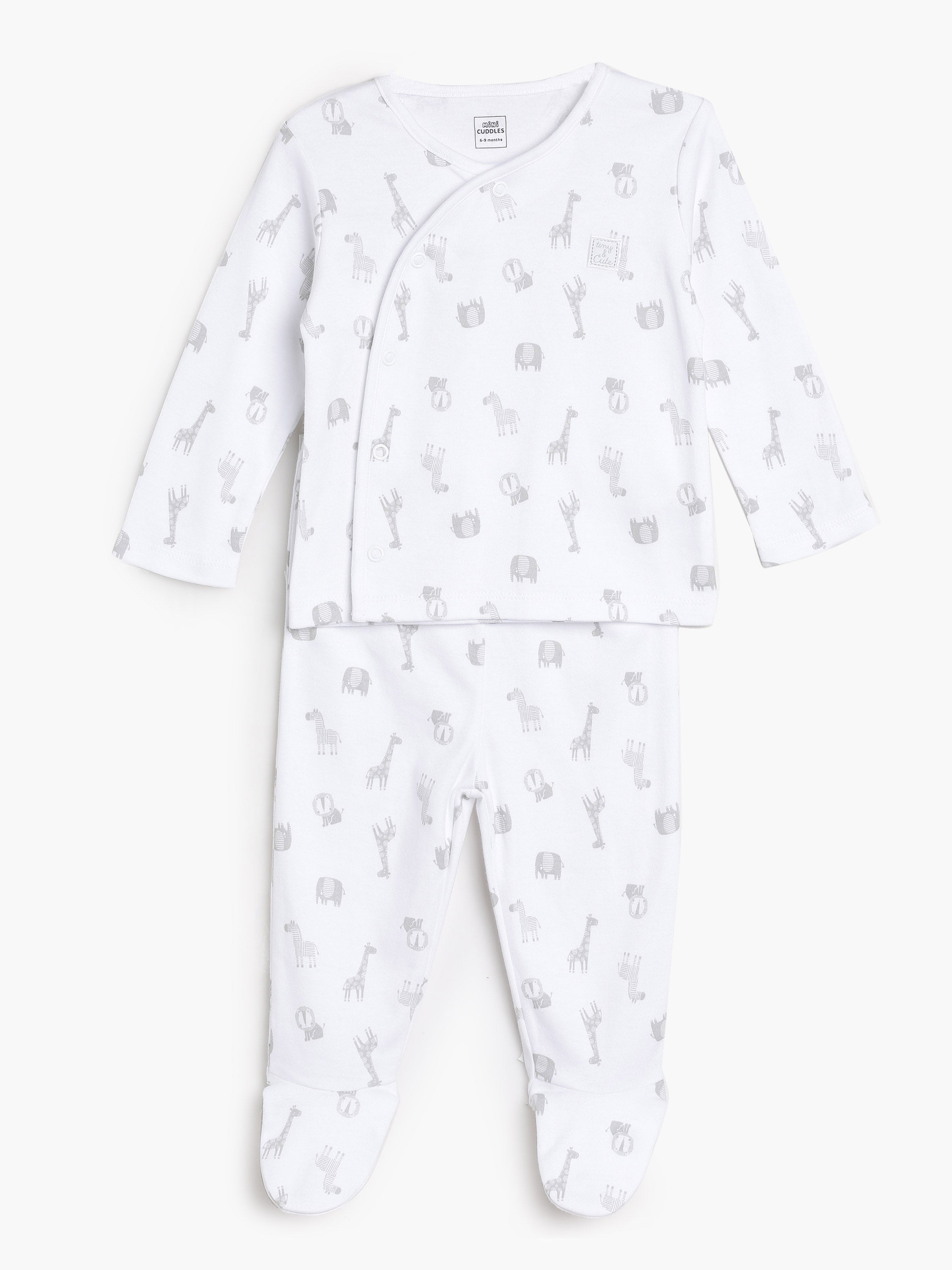 Baby Unisex Animal and Star Print Newborn Gift Set Pack of 5, White and Grey