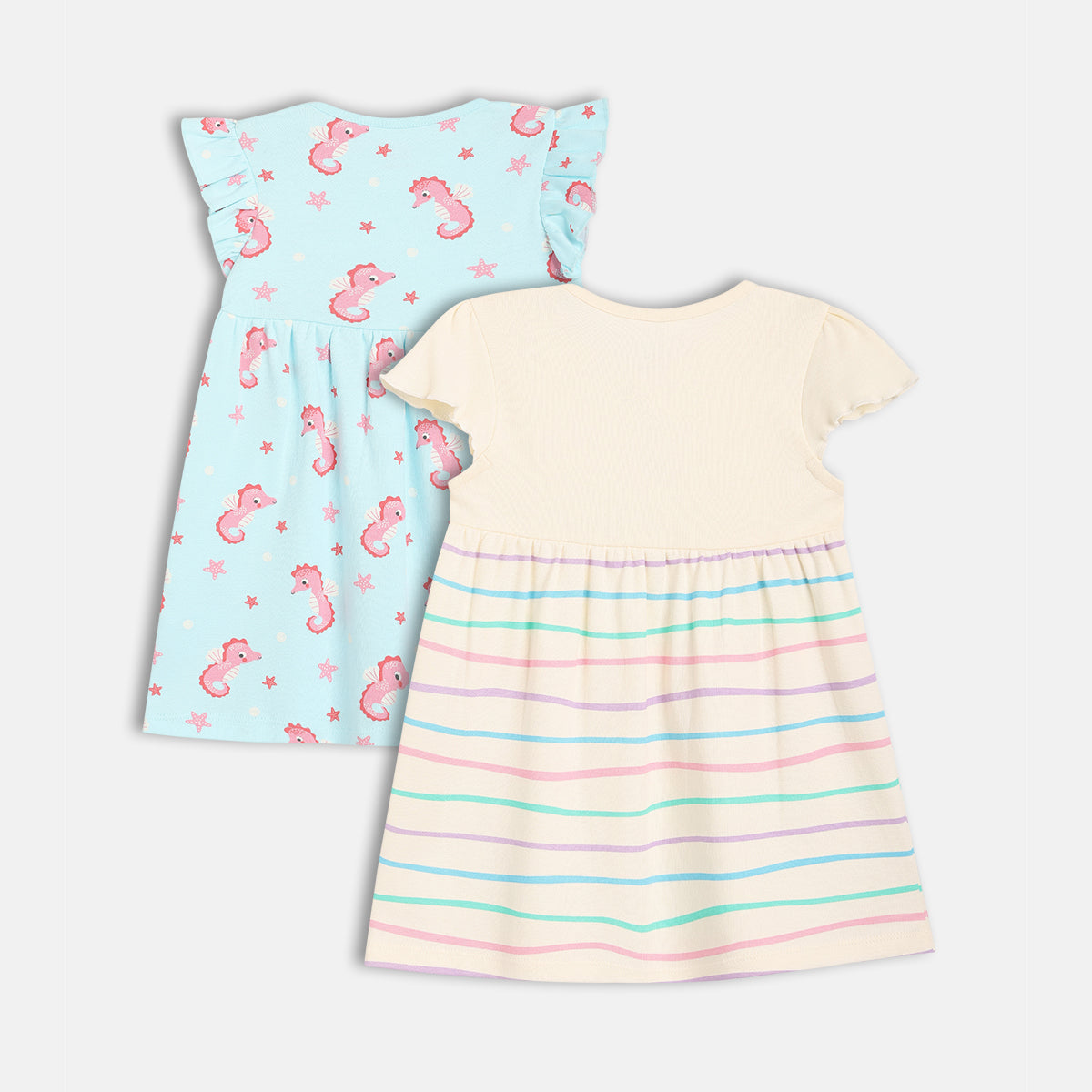 Girls Blue/White Short Sleeve Dress