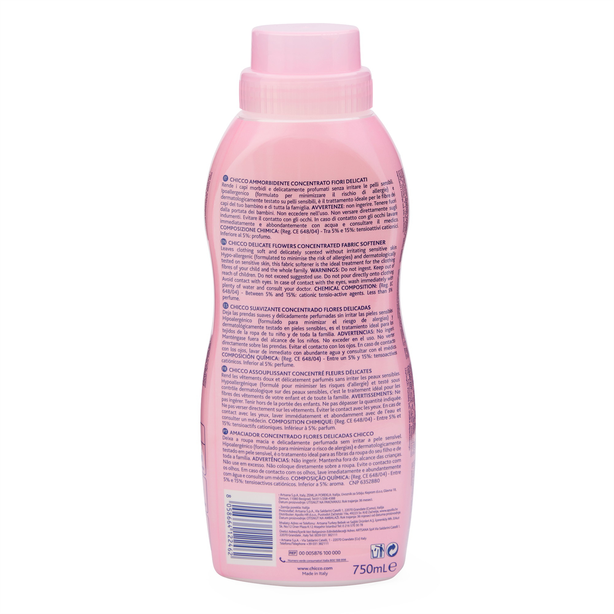 Chicco Sensitive Concentrated Fabric Softener Delicate Flowers Fragrance Laundry Softener 750ml