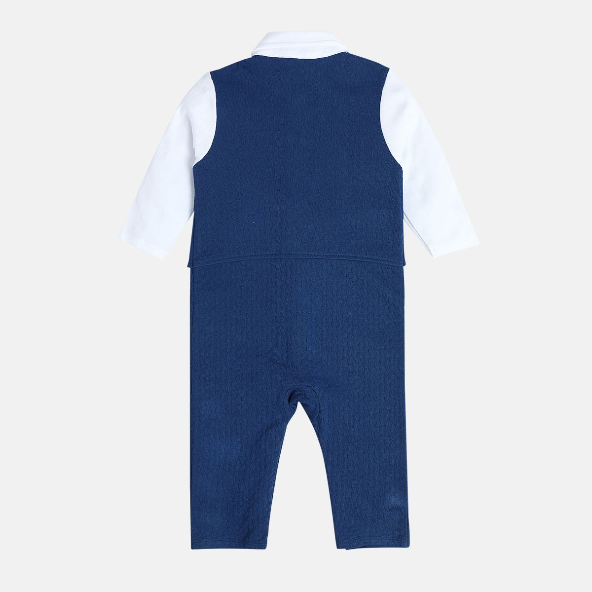 Boys Navy/White Round Neck Full Length / Long Sleeve Romper