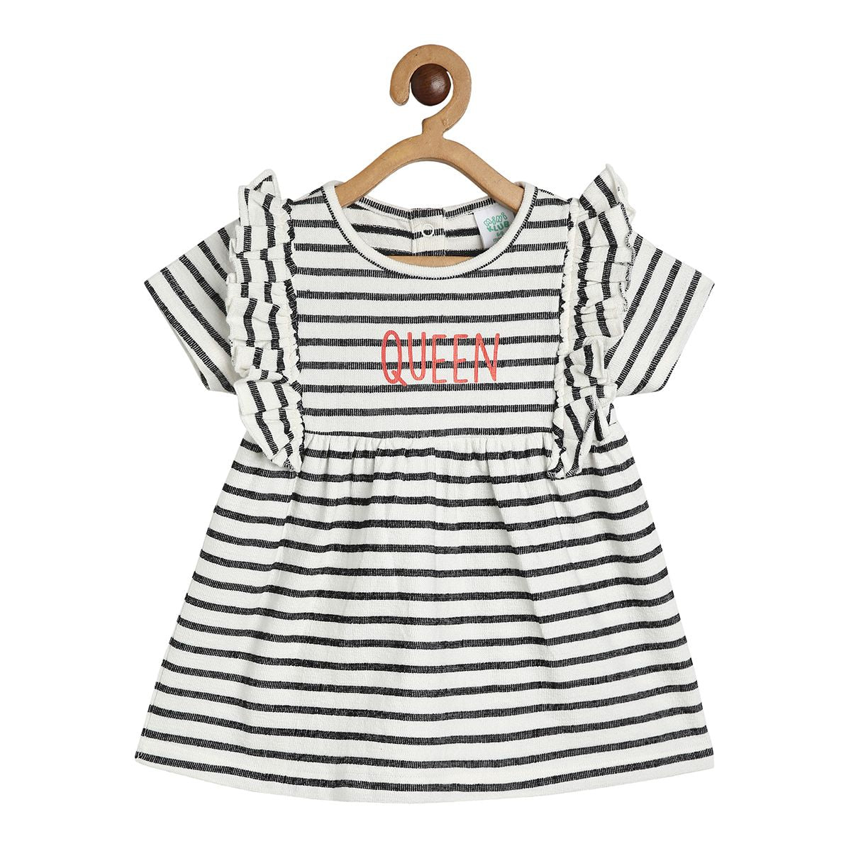 Girls Black/White Round Neck Short Sleeve Dress
