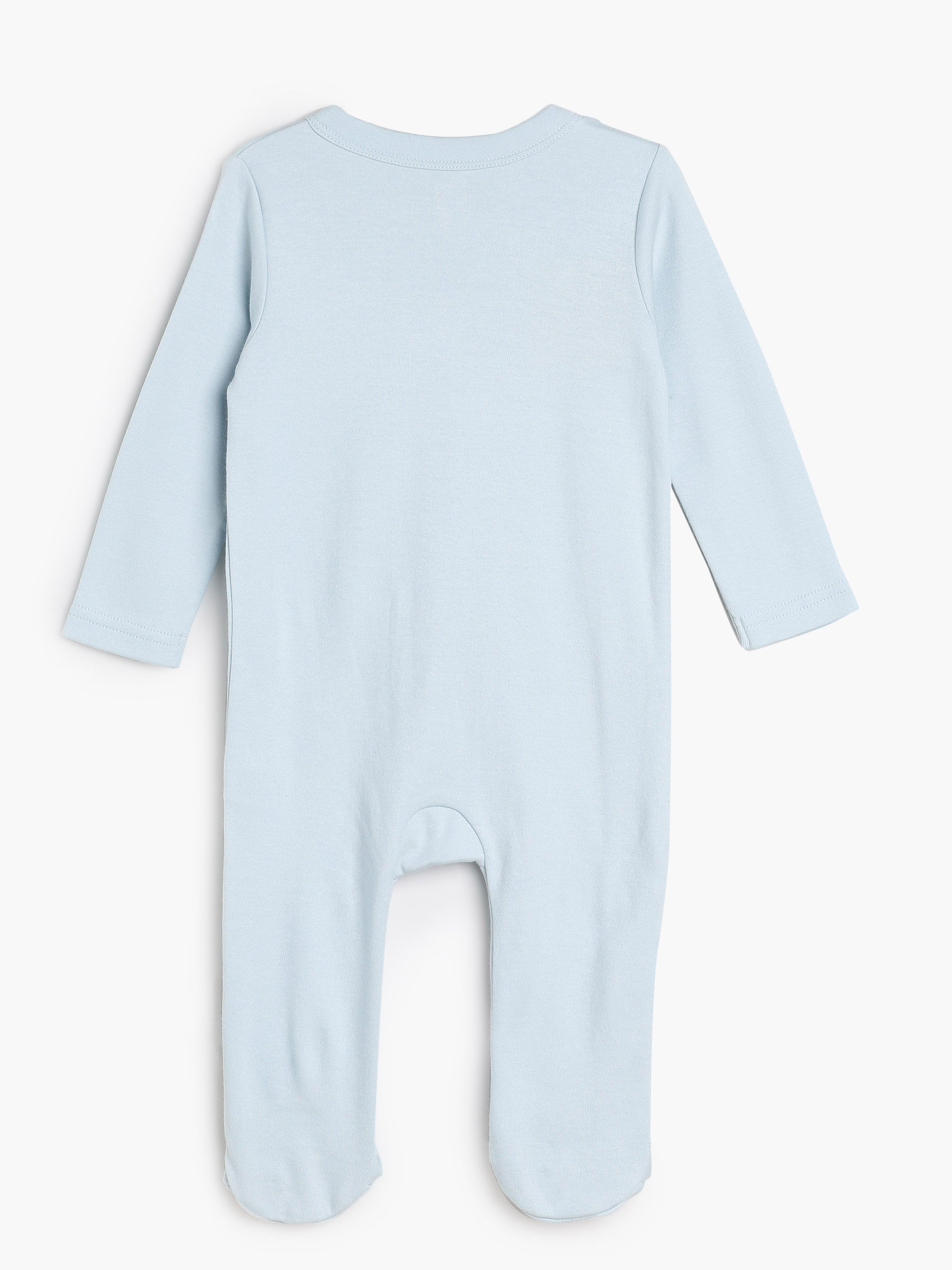 Baby Unisex Puppy Print Front Open Sleepsuit, Light Blue