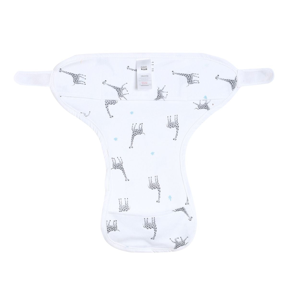 Unisex White Giraffe Print Reusable Cloth Diaper with Inserts