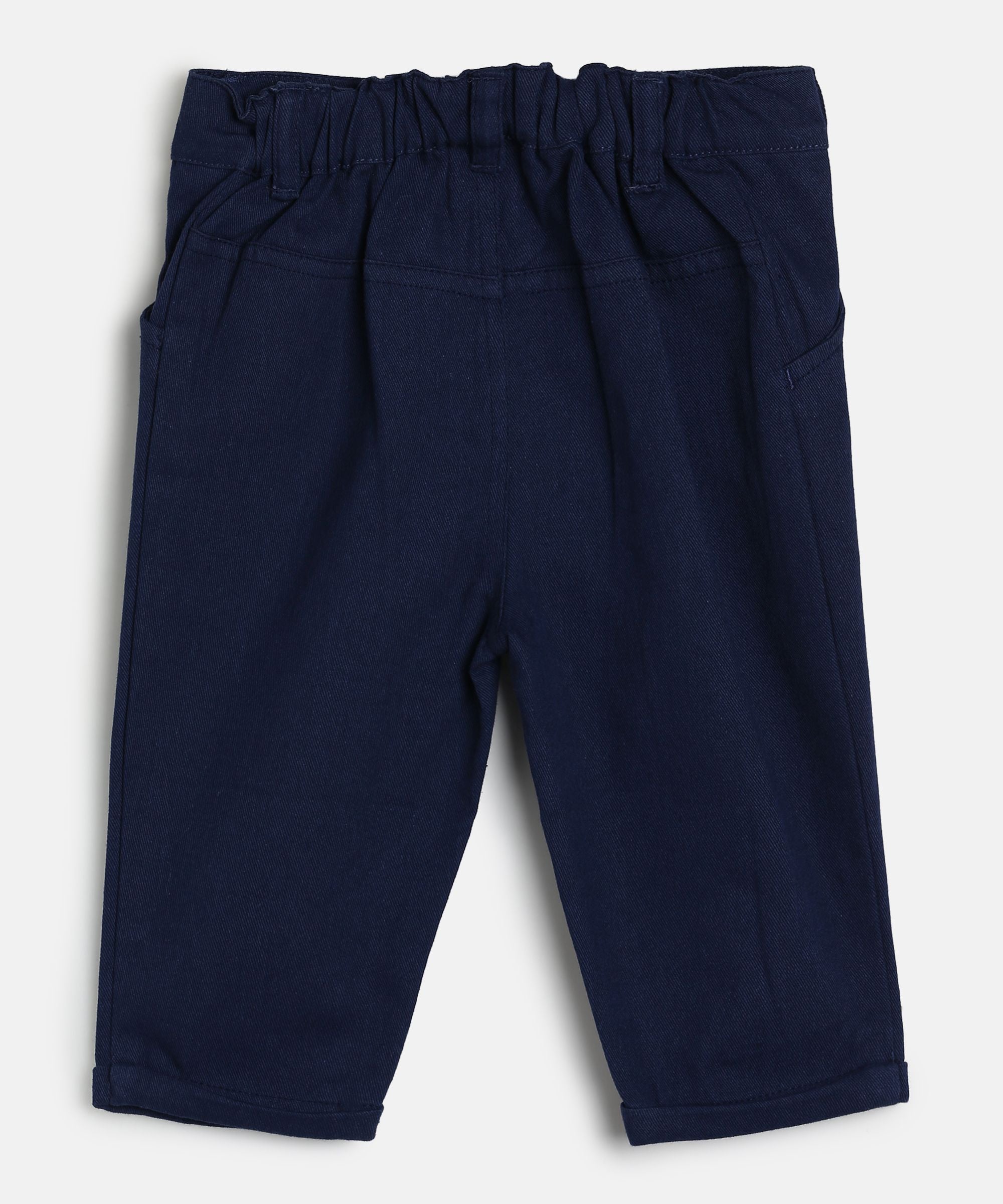 Baby Boys Navy Blue Cotton Twill Capri Pants Regular Fit Casual Bottom Wear