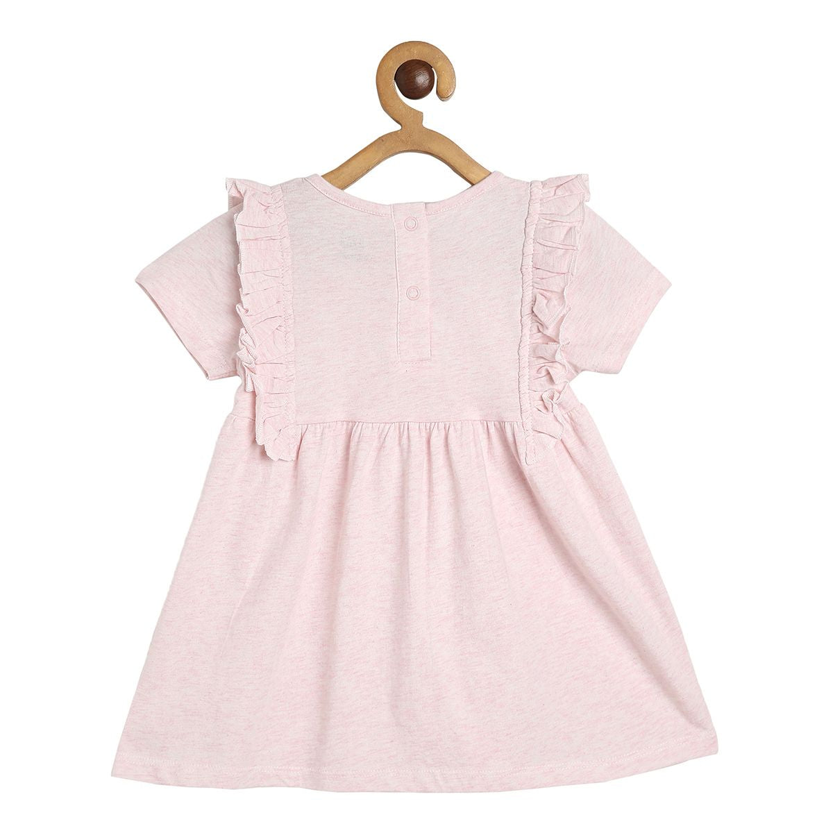 Girls Pink Round Neck Short Sleeve Dress