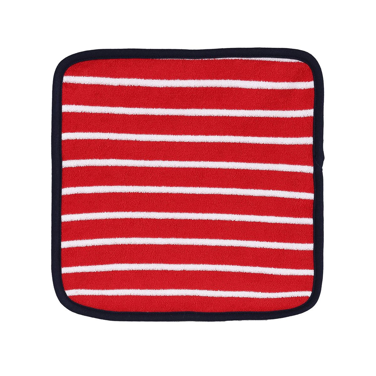 Baby Unisex Red and Navy Cotton Washcloths Pack of 4 Solid and Striped Bath Essentials