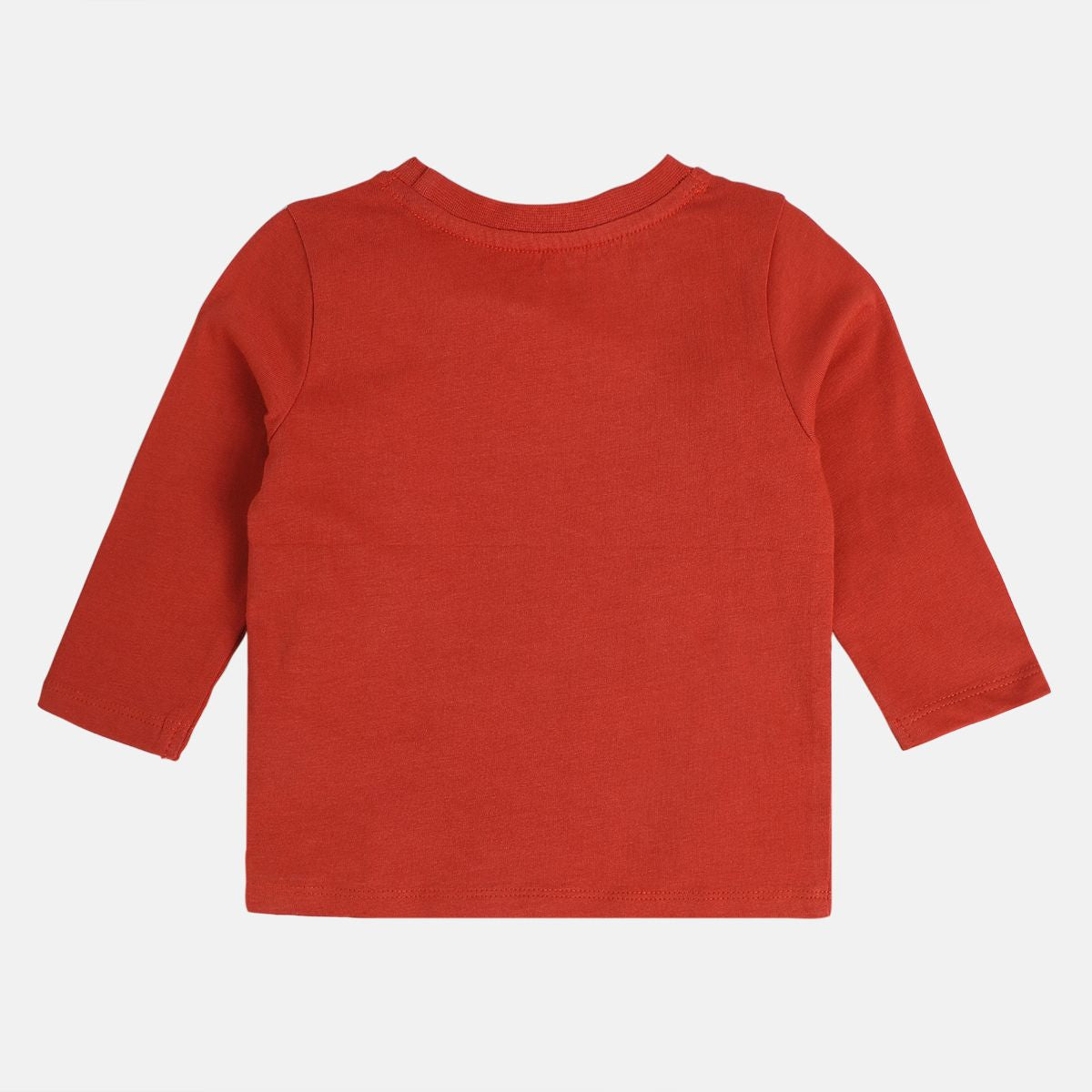 Boys Rust Orange Round Neck Full Sleeves T-Shirt